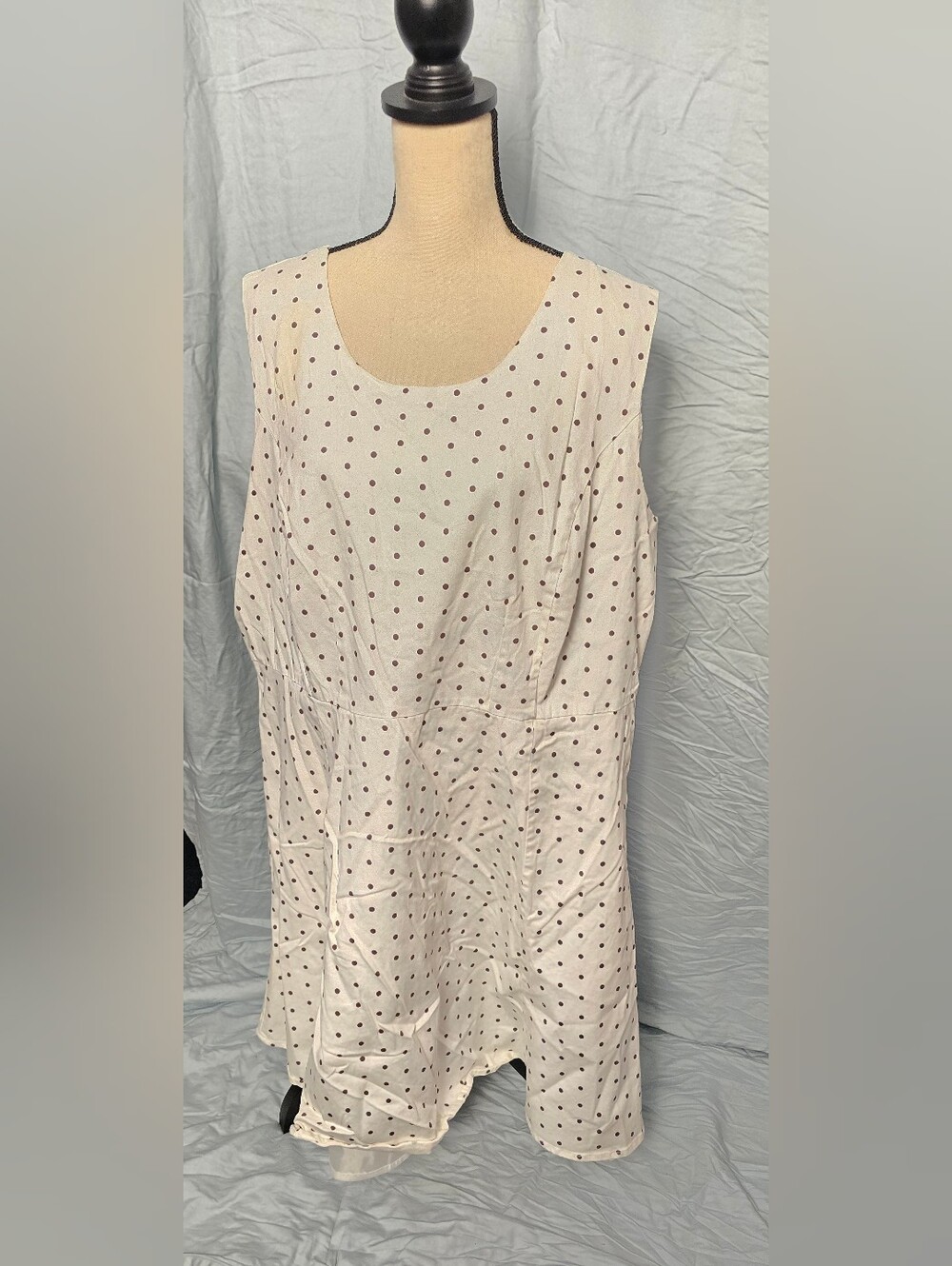 ellos Cream Midi Dress with Brown Polka Dots